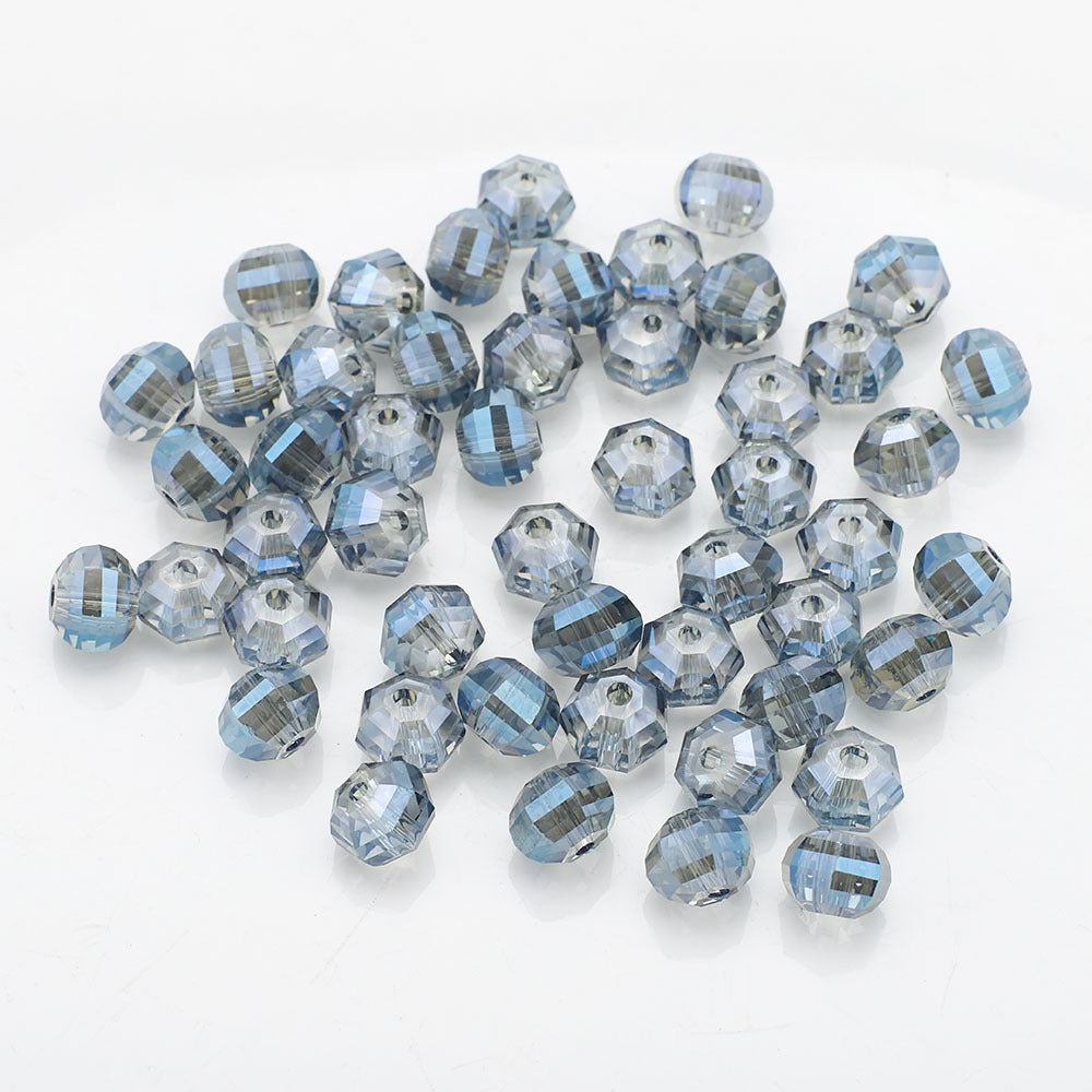 Faceted Glass Beads 8mm Watermelon Electroplated Iridescent 30pcs 12