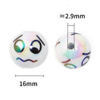 UV Plating Round Acrylic Beads 16mm Funny Emoji Faces 50pcs 4
