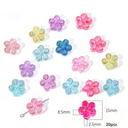 Transparent Chubby Five-Petal Flower Acrylic Beads 15mm Colorful 20pcs 4