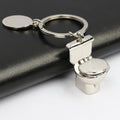 Mini Toilet Keychain Zinc Alloy Metal Silver Hinged Lid 5