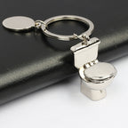 Mini Toilet Keychain Zinc Alloy Metal Silver Hinged Lid 5