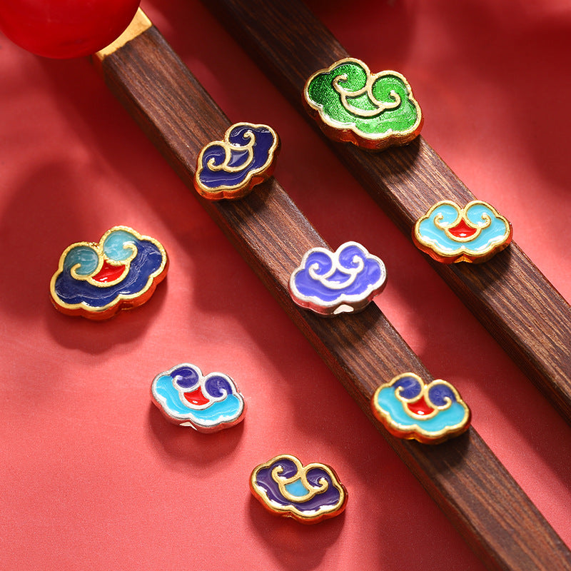 Cloud Metal Beads 14*9 12*8 10*6mm Enamel Alloy 100pcs