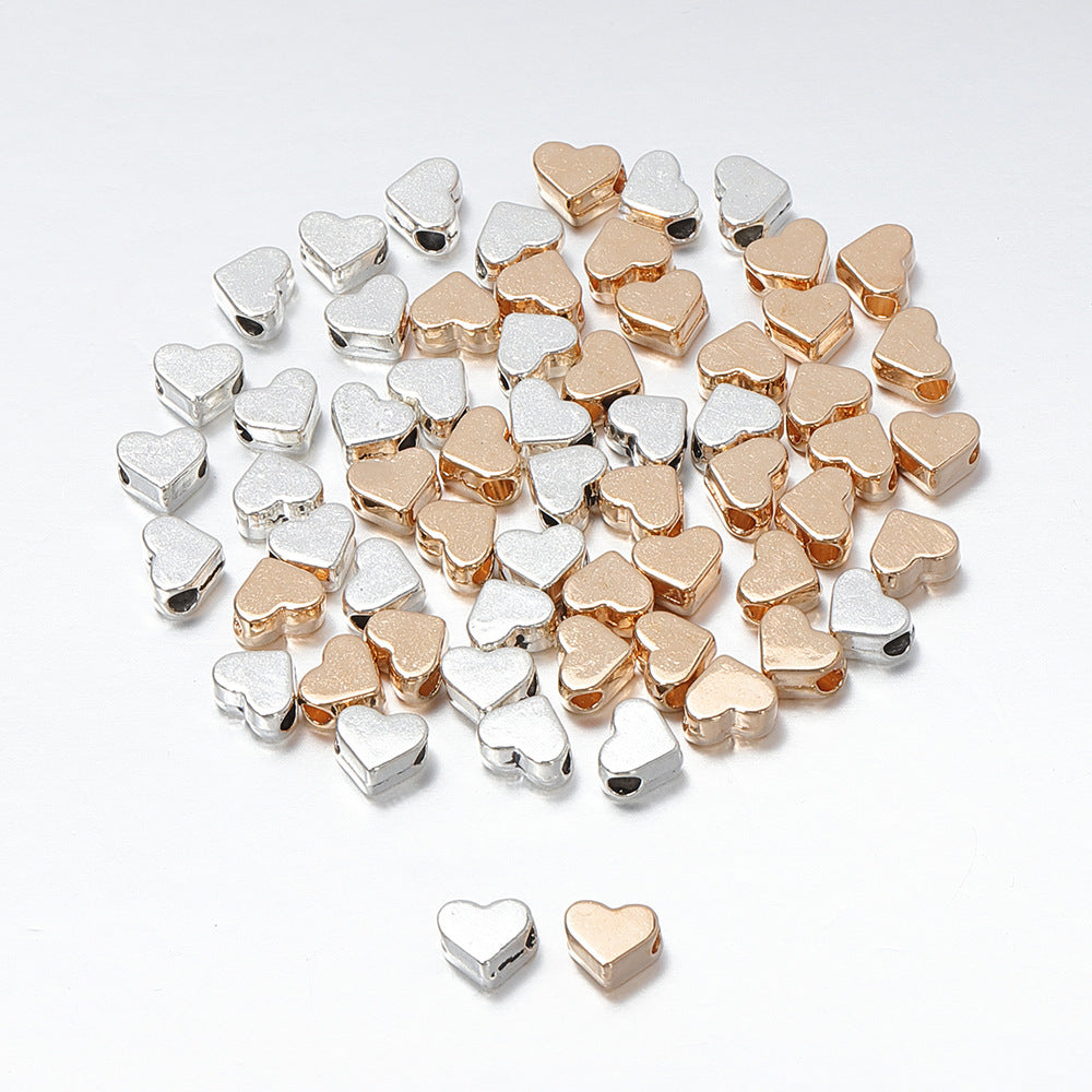 Smooth Flat Heart Acrylic Beads 7mm Shimmering Metallic 200pcs