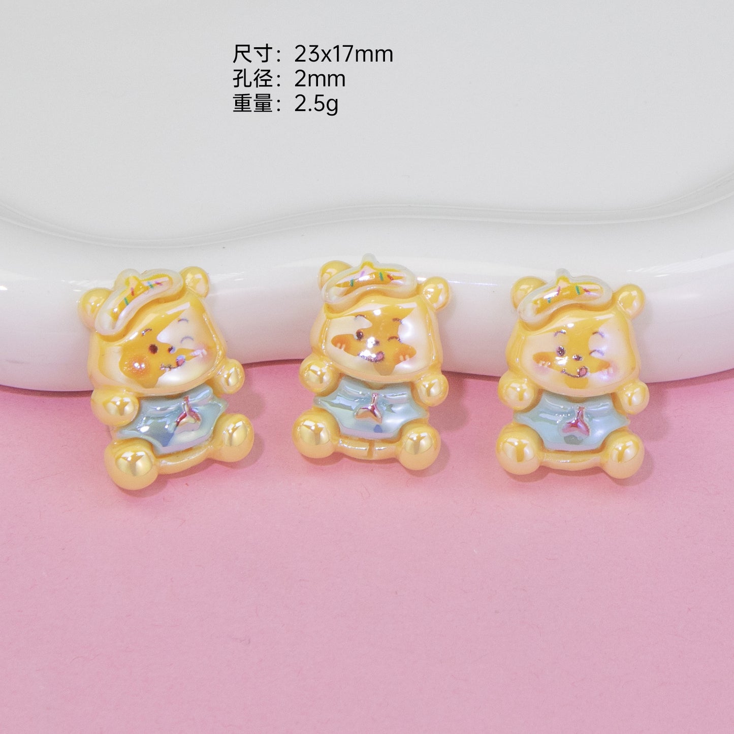 Glossy Pastel Resin Bear Resin Beads Playful Charm 10pcs 9