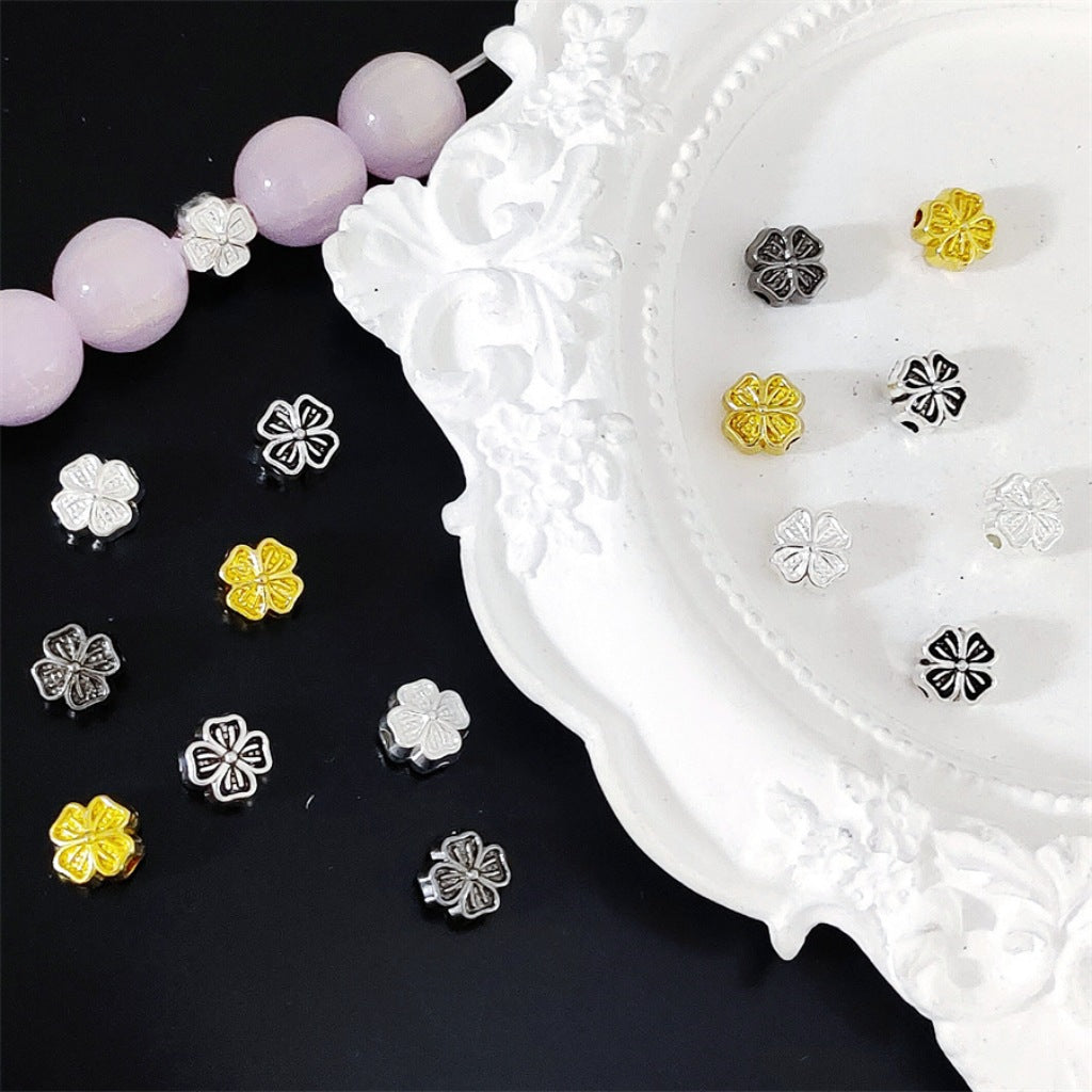 Alloy Clover Tassel Spacer Beads 6mm Tibetan Alloy 100pcs