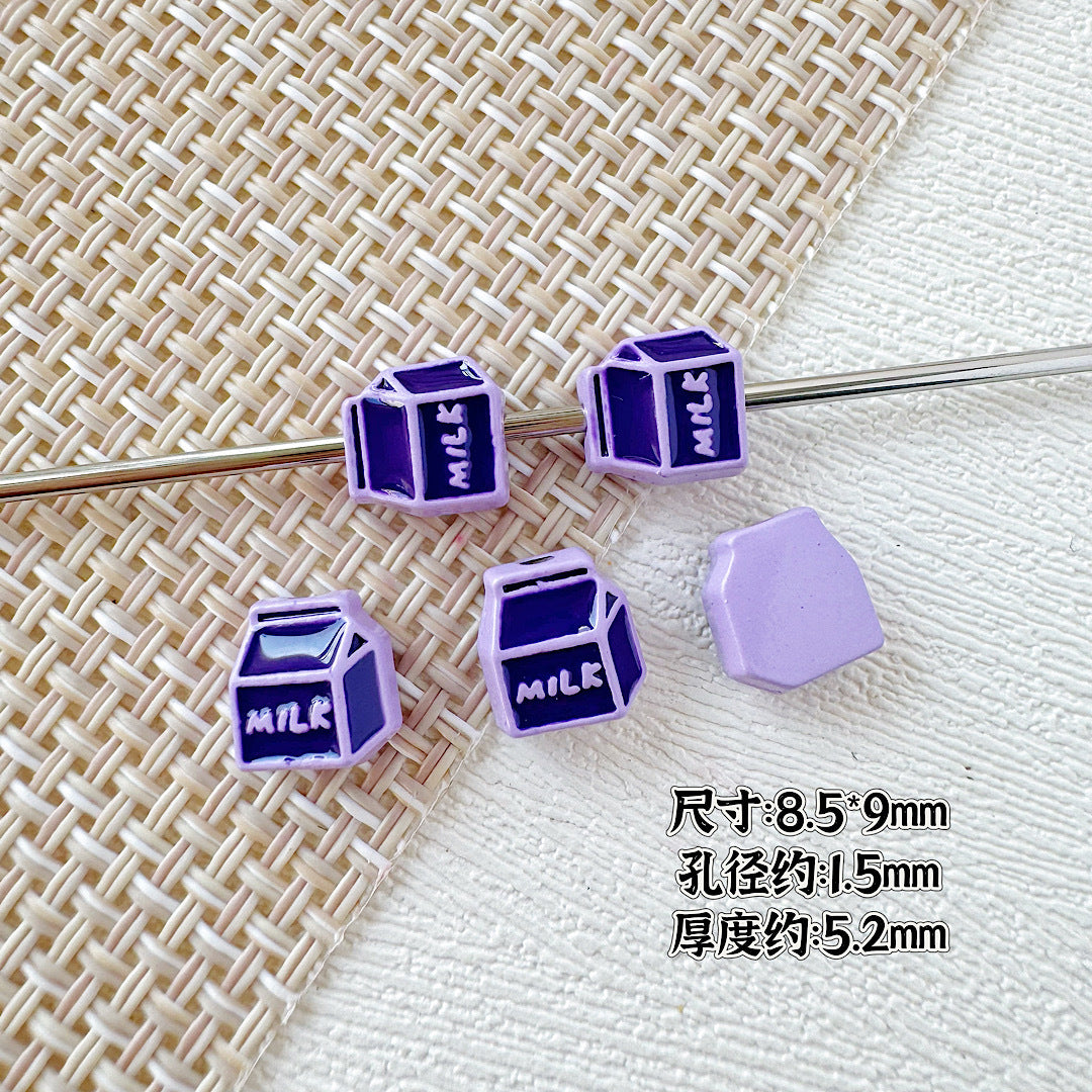 Camera Milk Carton Painted Metal Beads Glossy Enamel 20pcs 19