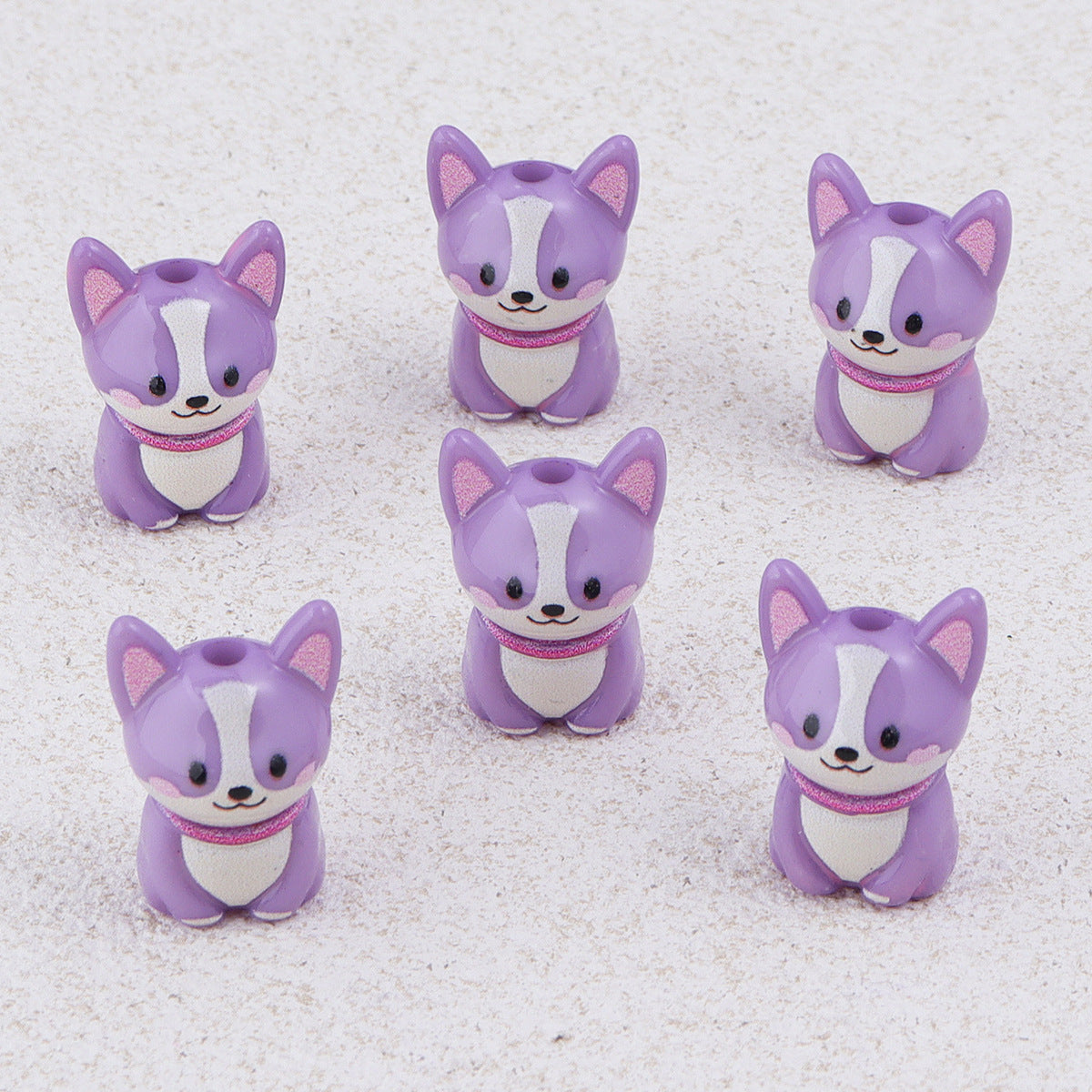 Painted 3D Corgi Acrylic Beads 16x23mm Colorful Mixed 10pcs 6