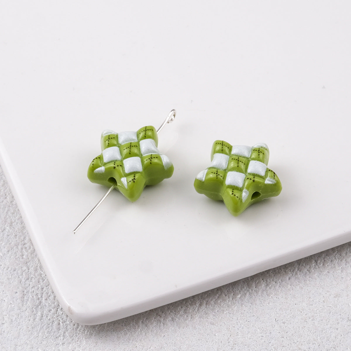 Waffle Pattern Star Acrylic Beads 19mm Colorful Mixed 20pcs 11