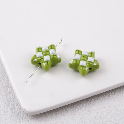 Waffle Pattern Star Acrylic Beads 19mm Colorful Mixed 20pcs 11