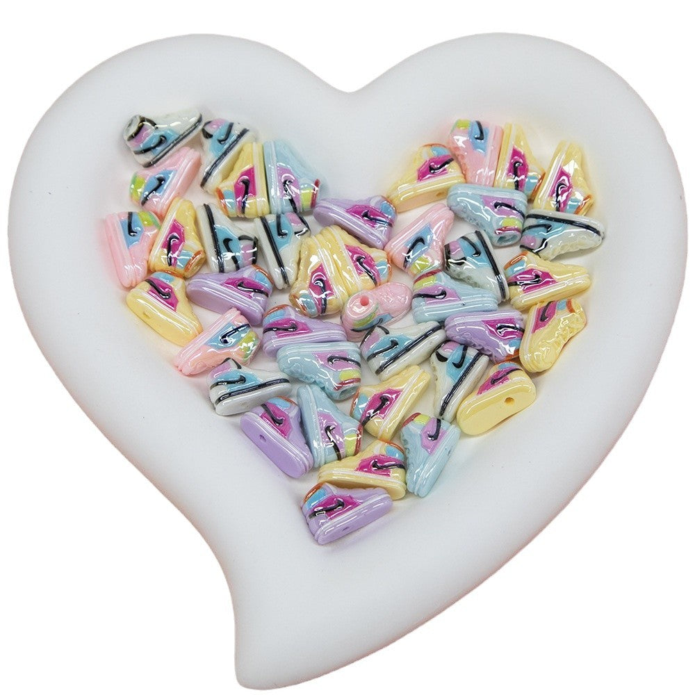 Plating 3D Sneaker Resin Beads 18mm Glossy Pastel Colors 10pcs 5