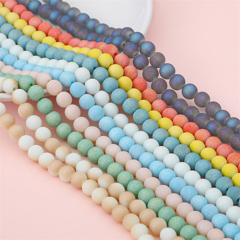 Frosted Round Glass Beads 8mm Soft Matte Pastel Colors 70pcs