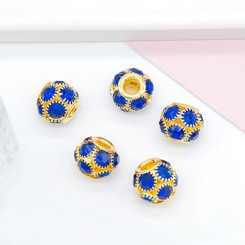 Metal Rhinestone Hollow Spacer Beads 8mm 50pcs 23