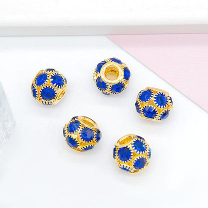 Metal Rhinestone Hollow Spacer Beads 8mm 50pcs 23