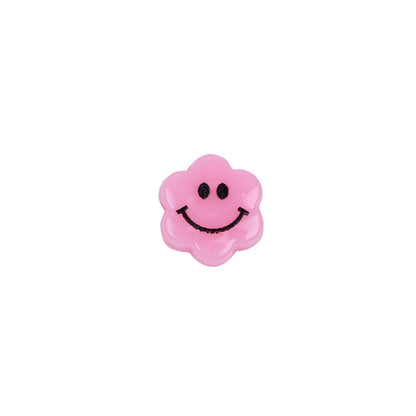 Flower Acrylic Beads 6-9mm Smiling Face Flat Pastel Mixed 100pcs 7