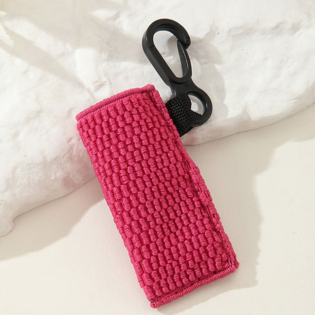 Crochet Chapstick Holder Keychain Fabric Colorful Soft 3pcs 3