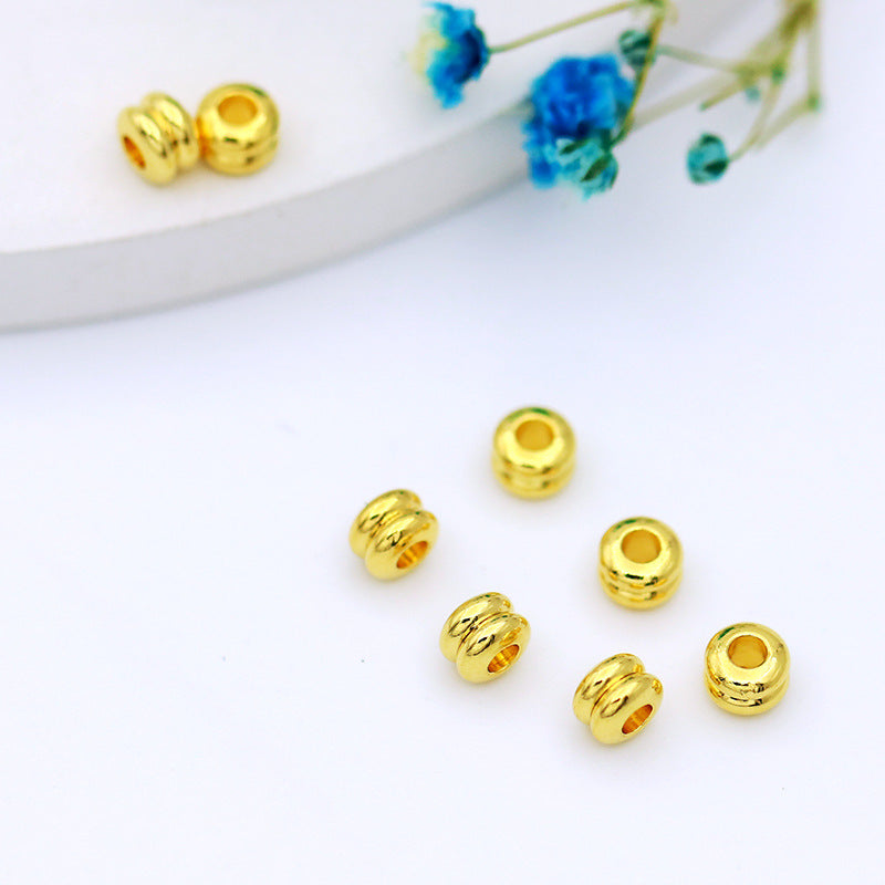 Brass Curved Spacer Beads 4mm Double-Layer Polished Gold 100pcs 3