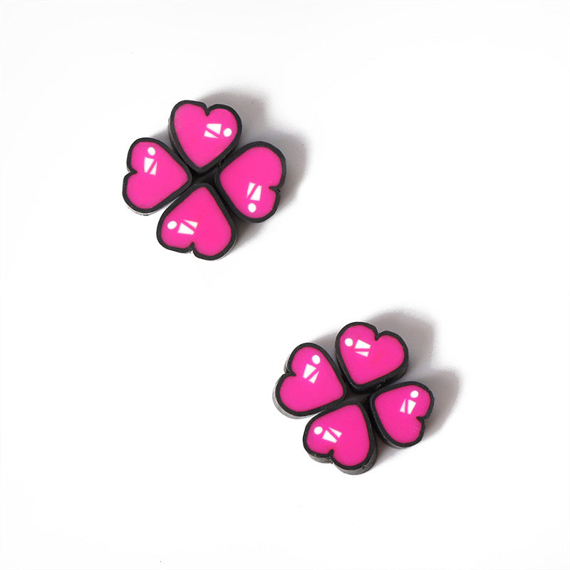 Heart Clay Beads 10mm Black Rose Red Polymer 100pcs 4