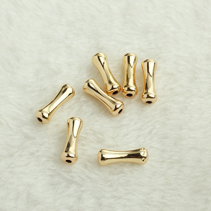 Brass Bone-Shaped Metal Beads Playful Polished Gold Tube 50pcs 5