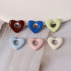 Heart Metal Beads 15mm Morandi Color Hollow Alloy 10pcs 4