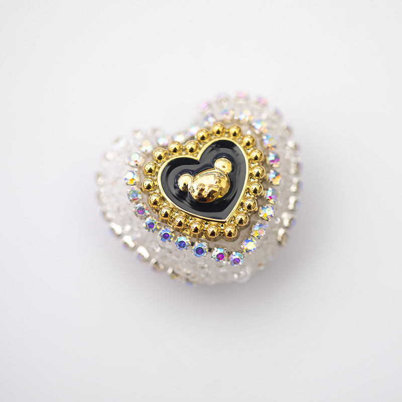 Heart Bear Rhinestone Acrylic Focal Beads 27.5x24.6mm 10pcs 12