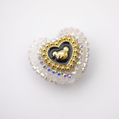 Heart Bear Rhinestone Acrylic Focal Beads 27.5x24.6mm 10pcs 12