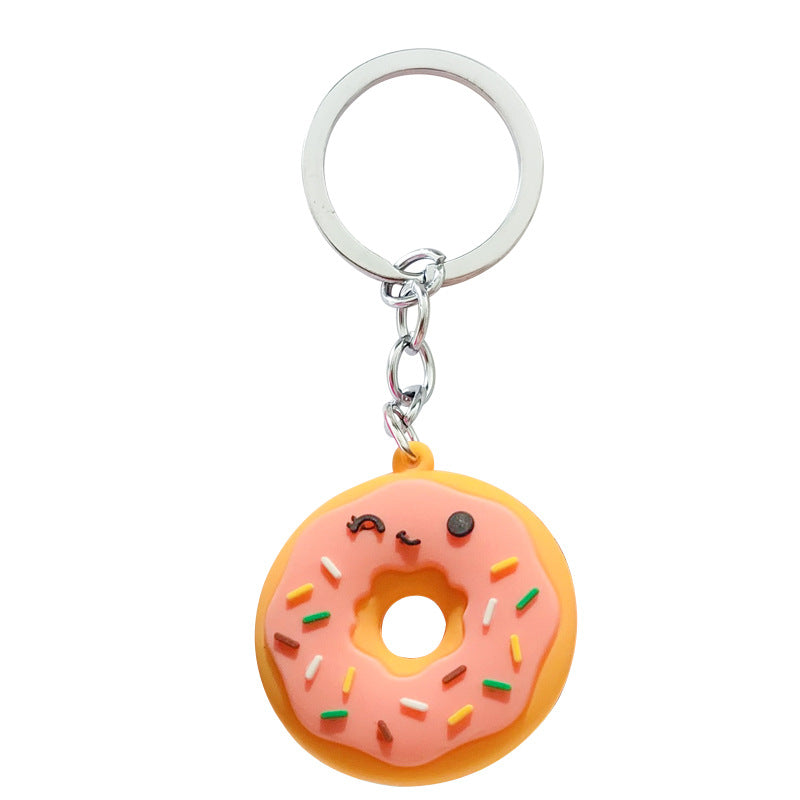 Silicone Donut Keychain Cartoon Food Pastel Sprinkles Winking Face 5