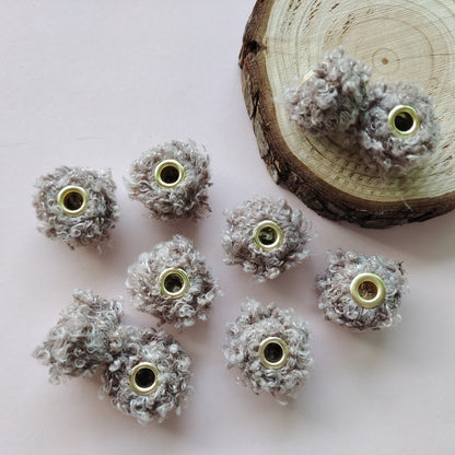 Fabric Fluffy Spacer Beads 15mm Two-Color Teddy 100pcs 8