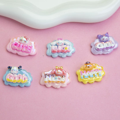 Plating Sanrio Character Word Sign Resin Beads Glossy Cloud Shape 10pcs 4