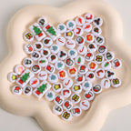 Christmas Theme Flat Acrylic Beads 5x10mm Santa Gift Printed 100pcs