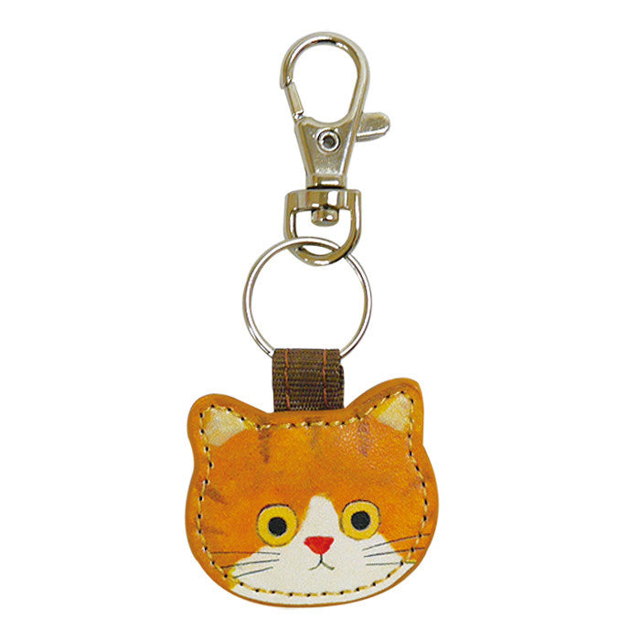 Kawaii Cat Keychain PU Leather Cute Animal Design 2pcs 8cm 6