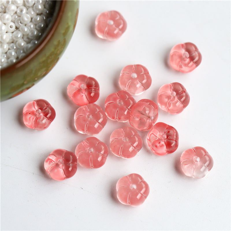 Czech Glass Beads Flat Pumpkin 9.5mm Translucent Orange 40pcs 2