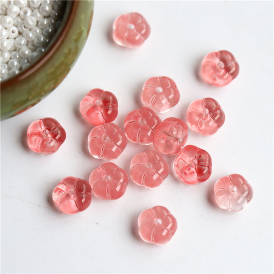 Czech Glass Beads Flat Pumpkin 9.5mm Translucent Orange 40pcs 2