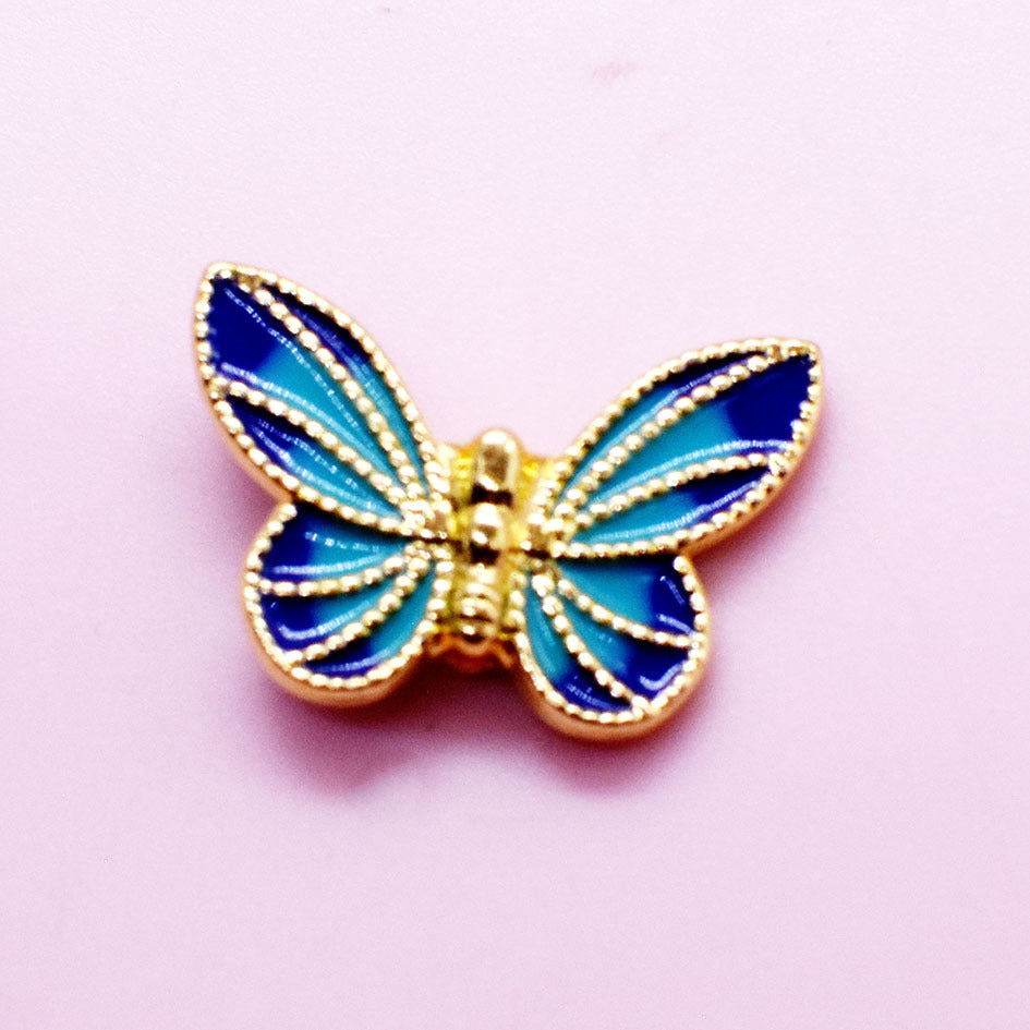 Tassel Butterfly Metal Beads 20mm Enamel Painted Zinc Alloy 20pcs 6