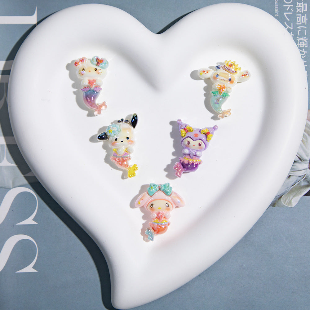 Plating Mermaid Resin Beads Whimsical Pastel Fantasy 20pcs 2
