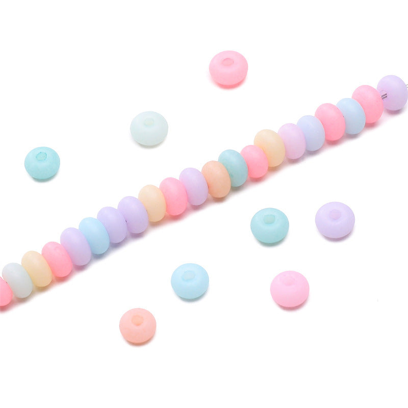 Frosted Abacus Glass Beads 3x6mm Pastel Matte Finish 70pcs 5