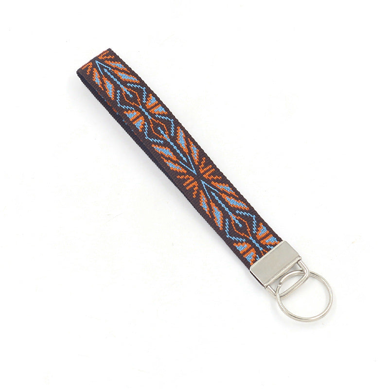 Bohemian Style Wristlet Keychain Antique Silver Polyester 2pcs 17cm 25
