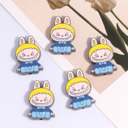 Cheerful Bunny Ear Metal Beads 24mm Colorful Enamel Alloy 10pcs 12