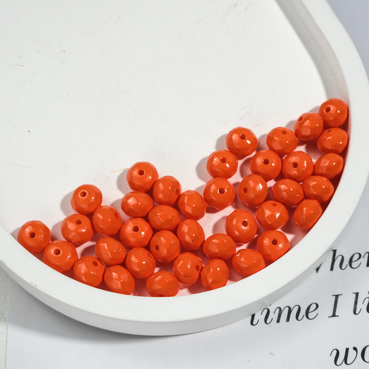 Acrylic Faceted Spacer Beads 8mm Baking Painted Solid Color 50pcs 12
