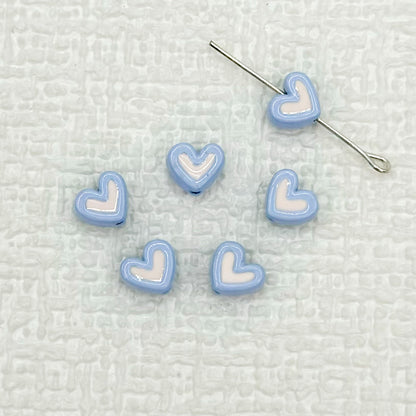 Heart Metal Beads 8mm Two-Tone Enamel Baked Finish 20pcs 12