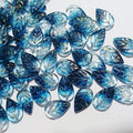 Czech Glass Beads Leaf 18mm Dark Blue Gradient Gold Shimmer 100pcs 5