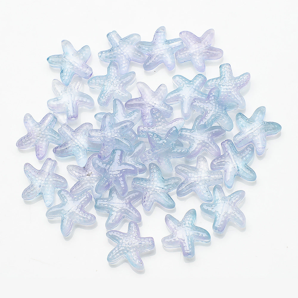 Electroplated Starfish Glass Beads 13-14mm Transparent 30pcs 31