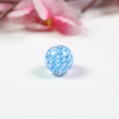 Lampwork Glass Beads Round 14mm Two-Tone Spiral Pattern 10pcs 11