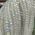 Electroplated Frosted Mermaid Glass Beads 6-10mm Pearlescent Rainbow Sheen