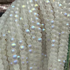 Electroplated Frosted Mermaid Glass Beads 6-10mm Pearlescent Rainbow Sheen