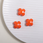 Glossy Painted Faceted Four-Leaf Clover Acrylic Beads 16mm 5pcs 6