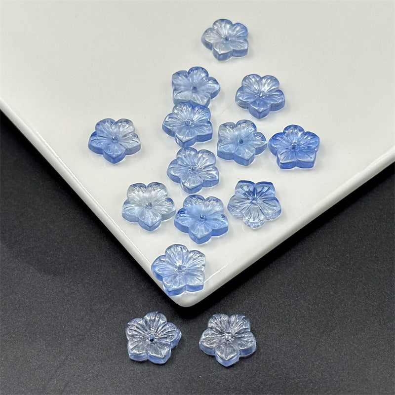 Czech Glass Beads Petals Pentagonal Plum Blossom 14mm Sky Blue 100pcs