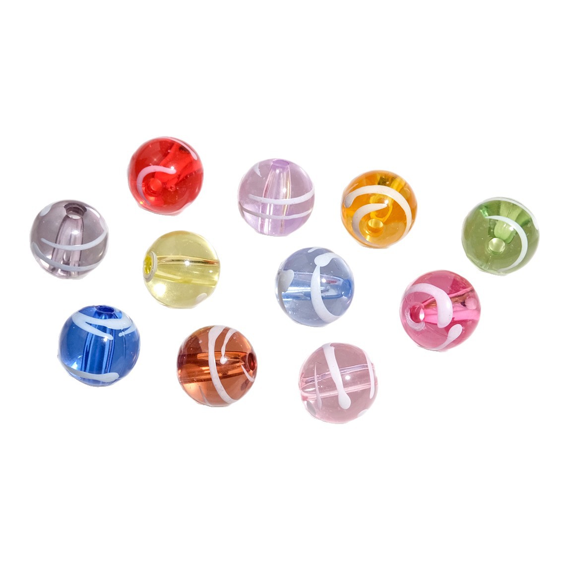 Clear Round Acrylic Beads 10mm Candy Swirl Pattern 100pcs 4
