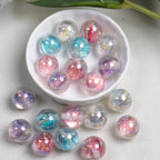 Glitter Resin Beads 16mm Round Clear Light Color 10pcs 4