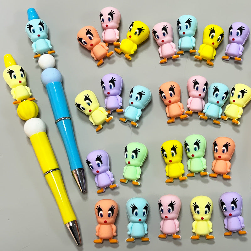 Silicone 3D Focal Beads Duck Figure Standing Pose 20pcs 3