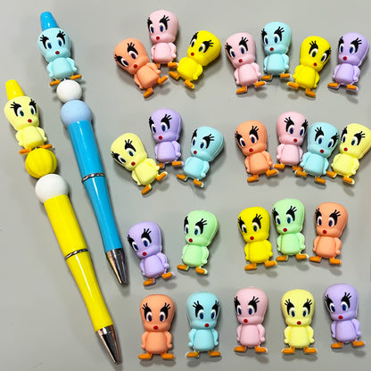 Silicone 3D Focal Beads Duck Figure Standing Pose 20pcs 3
